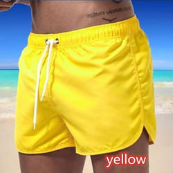Summer Men&apos;s Quick-Drying Swim Trunks Sports Pants Swimwear Beach Shorts Jogging Shorts - yellow, S