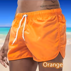 Summer Men's Quick-Drying Swim Trunks Sports Pants Swimwear Beach Shorts Jogging Shorts - orange, S