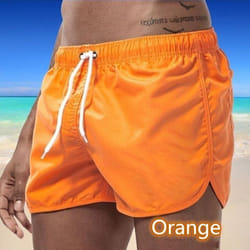 Summer Men&apos;s Quick-Drying Swim Trunks Sports Pants Swimwear Beach Shorts Jogging Shorts - orange, S