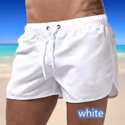 Summer Men's Quick-Drying Swim Trunks Sports Pants Swimwear Beach Shorts Jogging Shorts - white, XL