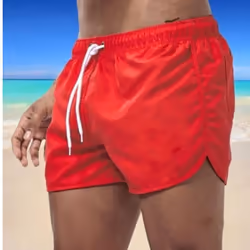 Summer Men&apos;s Quick-Drying Swim Trunks Sports Pants Swimwear Beach Shorts Jogging Shorts - red, L