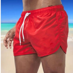 Summer Men&apos;s Quick-Drying Swim Trunks Sports Pants Swimwear Beach Shorts Jogging Shorts - red, L