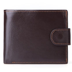 Brand Men Wallets Genuine Leather Short Coin Purse Fashion Hasp Wallet For Male Portomonee with Card Holder Photo Holder - dark coffee