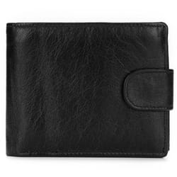 Brand Men Wallets Genuine Leather Short Coin Purse Fashion Hasp Wallet For Male Portomonee with Card Holder Photo Holder - black