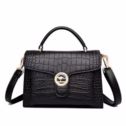 Bag Crossbody Bag Women's Fashion Alligator Print Women's Handbag Shoulder Bag - black