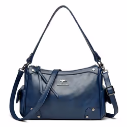 Bag Middle-aged Large Capacity Crossbody Bag Female Fashion Multi-layer Shoulder Bag - blue