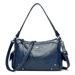 Bag Middle-aged Large Capacity Crossbody Bag Female Fashion Multi-layer Shoulder Bag - blue