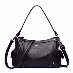 Bag Middle-aged Large Capacity Crossbody Bag Female Fashion Multi-layer Shoulder Bag - black