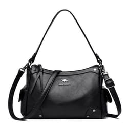 Bag Middle-aged Large Capacity Crossbody Bag Female Fashion Multi-layer Shoulder Bag - black