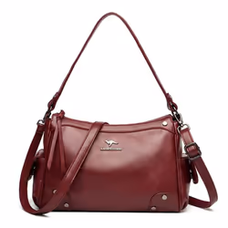 Bag Middle-aged Large Capacity Crossbody Bag Female Fashion Multi-layer Shoulder Bag - red