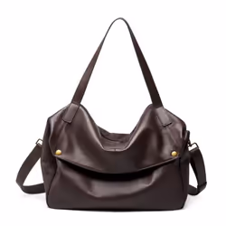 Winter Large Capacity Shoulder Genuine Leather Large Bag Soft Pitot Bag Simple Casual Women's Bag - coffee, One Size