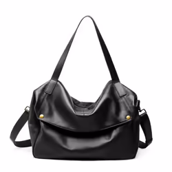 Winter Large Capacity Shoulder Genuine Leather Large Bag Soft Pitot Bag Simple Casual Women's Bag - black, One Size