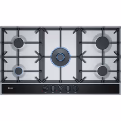 Neff N 70, Black, Stainless steel, Built-in, Gas, Stainless steel, 5 zone(s), 5 zone(s)