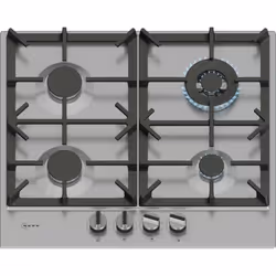 Neff T26CIH8N0, Black, Stainless steel, Built-in, 60 cm, Gas, Stainless steel, 4 zone(s)