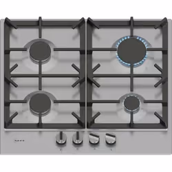 Neff T26CIP8N0, Black, Stainless steel, Built-in, 60 cm, Gas, Stainless steel, 4 zone(s)