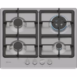 Neff T26GKH8N0, Black, Stainless steel, Built-in, 60 cm, Gas, Stainless steel, 4 zone(s)