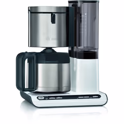 Bosch TKA8A681, Drip coffee maker, 1.1 L, Ground coffee, 1100 W, Black, Stainless steel, White