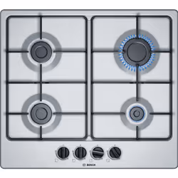 Bosch Serie 4 PGP6B5B85, Stainless steel, Built-in, 58 cm, Gas, Stainless steel, 4 zone(s)
