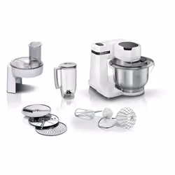 Bosch MUMS2EW20, 3.8 L, White, Grind, Knead, Mixing, Stirring, 2 kg, 1.1 m, 800 g