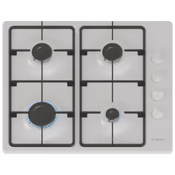 Bosch Serie 2 PBP6B2K60, Blanc, Intégré, 58 cm, Gaz, Émaillé, 4 zone(s)