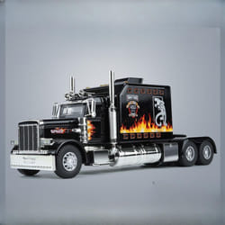 1/24 Scale Peterbilt 389 Heavy Truck Tractor Toy Model Alloy Diecast Sound and Light Pull Back Model Truck Boy Toy Children Gift Collection - black