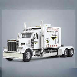 1/24 Scale Peterbilt 389 Heavy Truck Tractor Toy Model Alloy Diecast Sound and Light Pull Back Model Truck Boy Toy Children Gift Collection - white