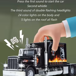 1/24 Scale Peterbilt 389 Heavy Truck Tractor Toy Model Alloy Diecast Sound and Light Pull Back Model Truck Boy Toy Children Gift Collection - white