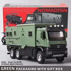 1:24 Mercedes Benz Camper RV Caravan Toy Model Car Diecast Pull Back Truck Toy Car Model with Sound and Light Suitable for Kids Boys Girls - green