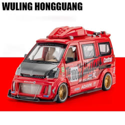 1/24 Alloy Car Model Toy Wuling Hongguang Modified Van Simulation Metal Die-casting Sound And Light Car Model Boy Toy Gift Collection Ornaments - red