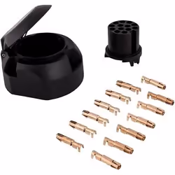 Towbar Socket; JAEGER; 12 13 Plastic Outflow middle, Side Connector, with contacts ISO 11446