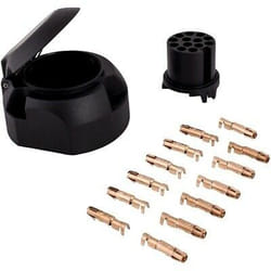 JAEGER 72400020 Towbar Socket 12 13 Plastic Outflow middle, Side Connector, with contacts ISO 11446