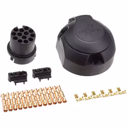Towbar Socket; JAEGER; 12 13 Plastic with contacts, Side Connector, Outflow middle ISO 11446