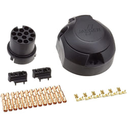 JAEGER 72400021 Towbar Socket 12 13 Plastic with contacts, Side Connector, Outflow middle ISO 11446