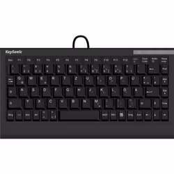KeySonic ACK-595C+, Mini, Wired, USB, Membrane, QWERTZ, Black