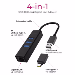 ICY BOX IB-HUB1419-LAN USB 3.2 Gen 1 (3.1 Gen 1) Type-A Black - Additional view 6
