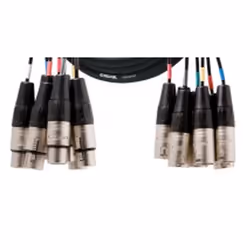 Cordial 5m 8x XLR, 8 x XLR (3-pin), Female, 8 x XLR (3-pin), Male, 5 m, Black, Silver