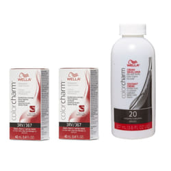 3.6oz ) 3RV Black Cherry Wella Color Charm Permanent Haircolor - 3RV + 3RV + Developer (Vol. 20