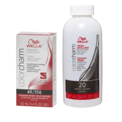 3.6oz ) 4R Cinnamon Brown Wella Color Charm Permanent Haircolor - 4R + Developer (Vol. 20