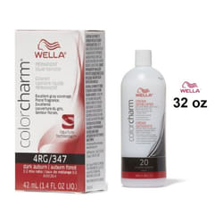 32oz) 4RG Dark Auburn Wella Color Charm Permanent Haircolor - 4RG+ Developer (Vol. 20