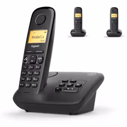 Gigaset A270A, Analog/DECT telephone, Wireless handset, Speakerphone, 80 entries, Caller ID, Black