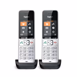 Gigaset COMFORT 500HX duo, Analog/DECT telephone, Wired handset, Speakerphone, 200 entries, Caller ID, Black, Silver