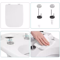 Square Toilet Seat,White Soft Close Quick Release Toilet Lid Cover
