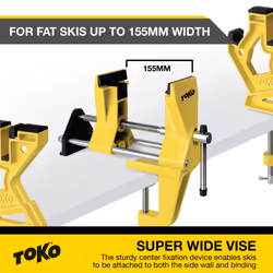 TOKO Freeride Ski Vise Grip for Tuning and Waxing - Secure No Slip Grip and Holding Position for Freestyle and Jumping Ski Edge Preparation - 3 Piece