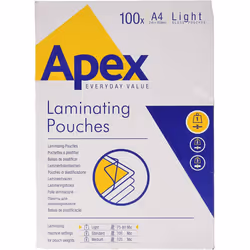 Fellowes Apex Laminating Pouch A4 Light Duty Clear Pack of 100