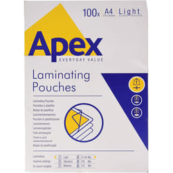 Fellowes Apex Laminating Pouch A4 Light Duty Clear Pack of 100