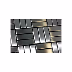 Metal Mosaic Tile Stainless Steel marine brushed grey 1.6mm Basketweave-S-S-MB