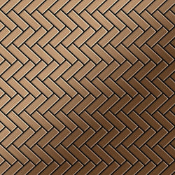 Metal Mosaic Tile Titanium Amber brushed copper 1.6mm Herringbone-Ti-AB