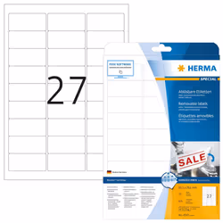 HERMA 4347 Removable labels A4 63,5x29,6 mm white Movables/removable paper matt 675 pcs.
