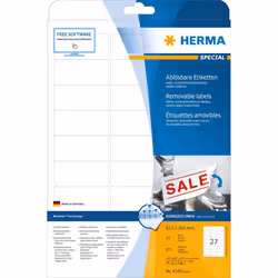 HERMA 4347 Removable labels A4 63,5x29,6 mm white Movables/removable paper matt 675 pcs.