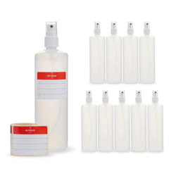 10x 250 ml Octopus spray bottles with finger atomiser, plastic bottles with pump sprayer, plastic bottles made of HDPE with atomiser, incl. labels